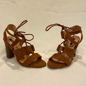 Dodie Women's Brown Suede Heeled Sandals Size 7